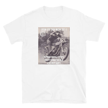 Pin It To Win It Dirt Bike White Short-Sleeve T-Shirt Men's T-Shirt Virginia City Motorcycle Company Apparel 