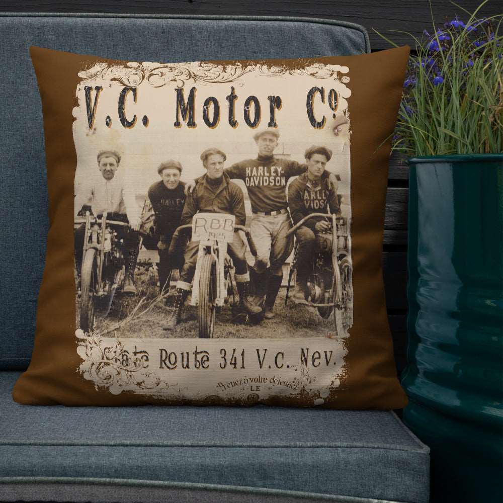 1920's Motorcycle Club - Motorcycle Pillow pillow Virginia City Motorcycle Company Apparel 