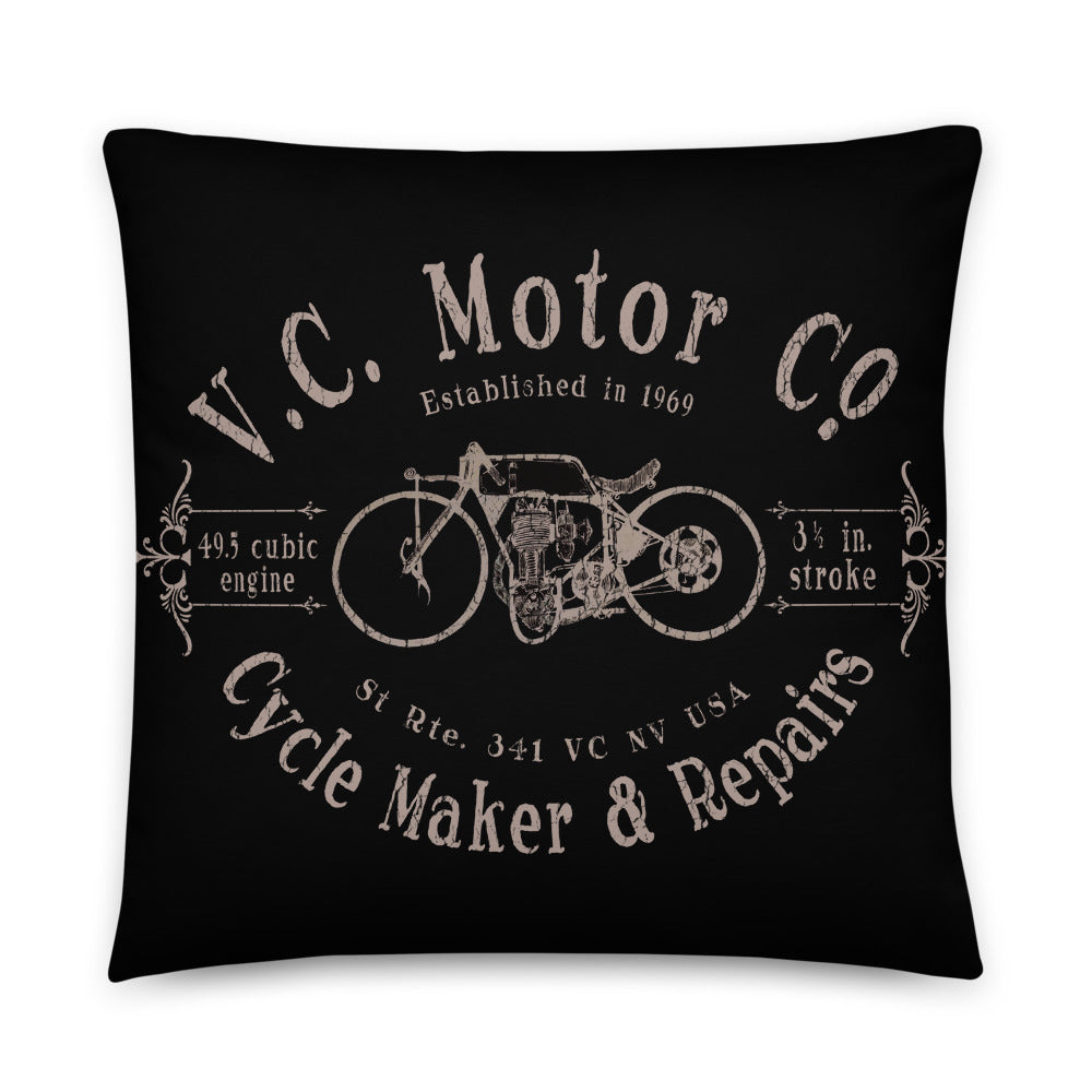 Vintage Cycle Maker logo Motorcycle Pillow pillow Virginia City Motorcycle Company Apparel 