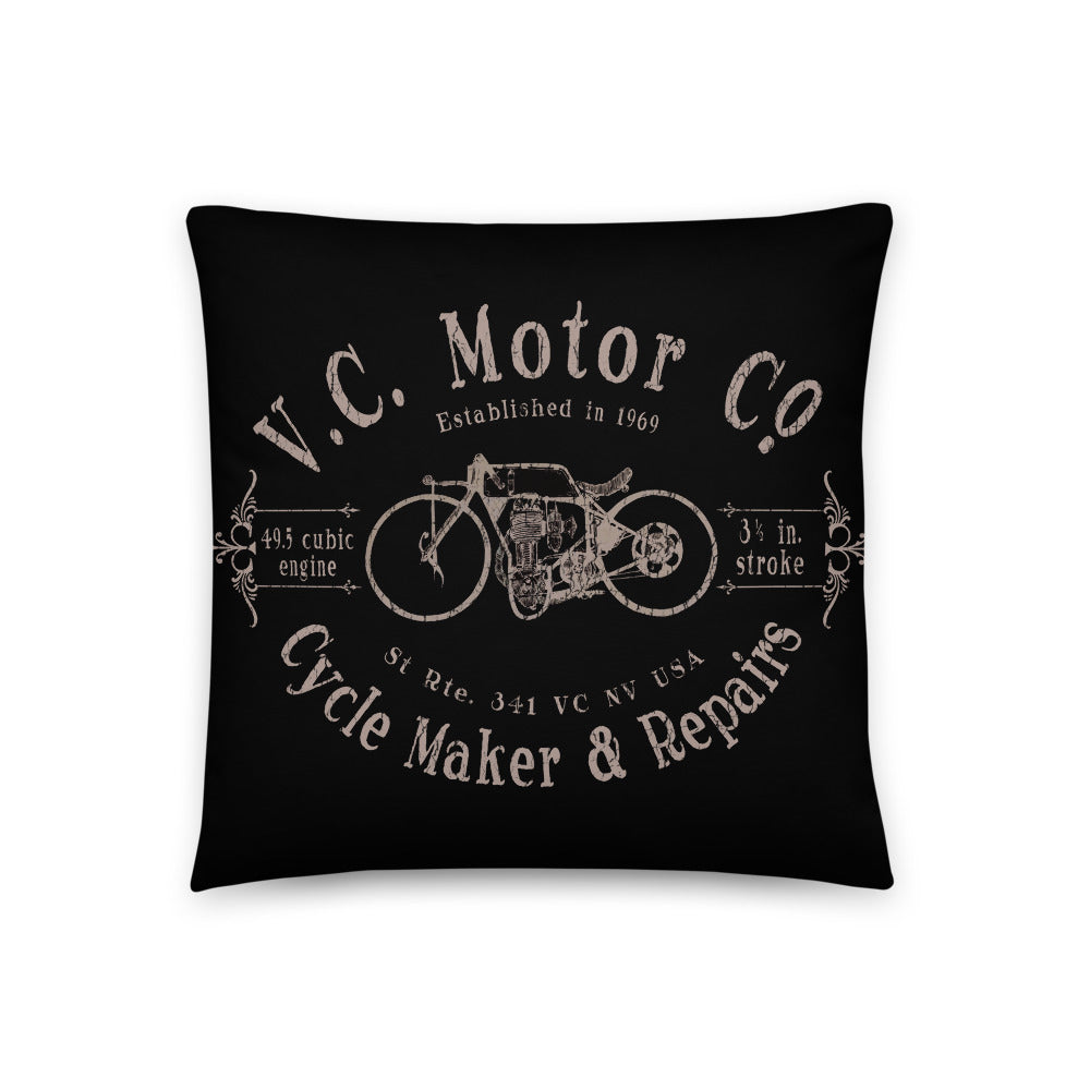 Vintage Cycle Maker logo Motorcycle Pillow pillow Virginia City Motorcycle Company Apparel 