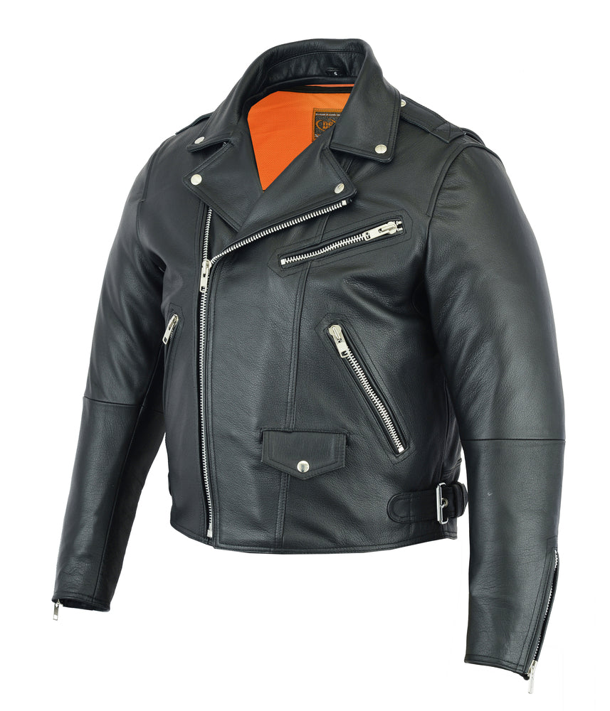 DS737 Men's Modern Full Cut Beltless Biker Jacket Men's Leather Motorcycle Jackets Virginia City Motorcycle Company Apparel 