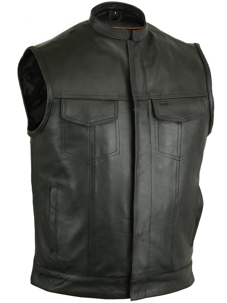 RC188 Upgraded Men's Leather Vest with Gun Pockets and a Collar Men's Vests Virginia City Motorcycle Company Apparel in Nevada USA