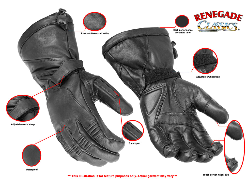 RC28 High Performance Insulated Cruiser Glove Men's Gauntlet Gloves Virginia City Motorcycle Company Apparel in Nevada USA