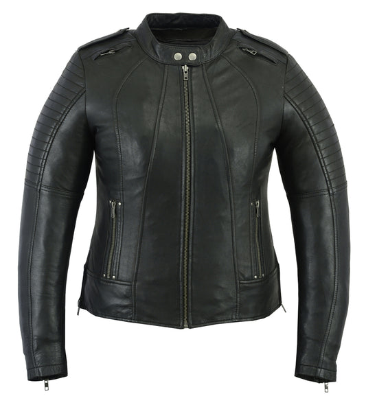 DS893 Women's Updated Biker Style Jacket Women's Leather Motorcycle Jackets Virginia City Motorcycle Company Apparel 