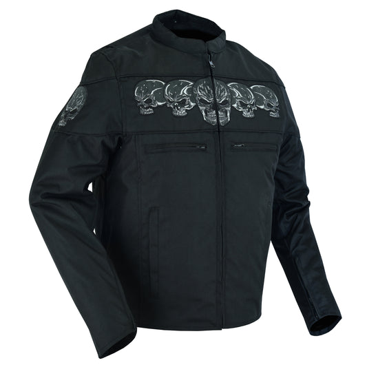 DS600 Men's Textile Scooter Style Jacket w/ Reflective Skulls Mens Textile Motorcycle Jackets Virginia City Motorcycle Company Apparel 