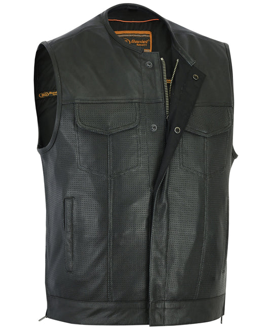 DS183 Men's Premium Perforated Single Back Panel Concealment Vest W/O Men's Vests Virginia City Motorcycle Company Apparel 