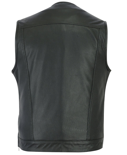 DS183 Men's Premium Perforated Single Back Panel Concealment Vest W/O Men's Vests Virginia City Motorcycle Company Apparel 