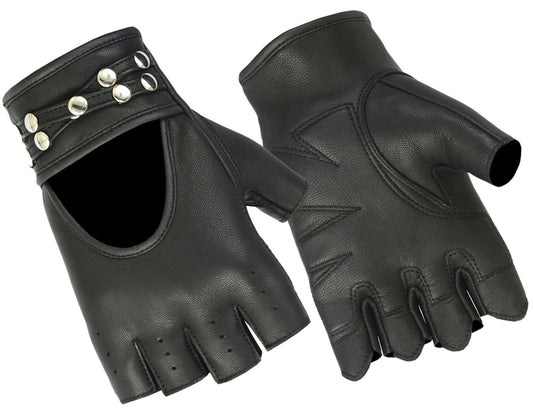 DS85 Women's Fingerless Glove with Rivets Detailing Women's Fingerless Gloves Virginia City Motorcycle Company Apparel 