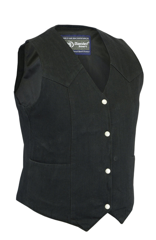 DM951 Women's Denim Classic Plain Sides Vest Women's Vests Virginia City Motorcycle Company Apparel 