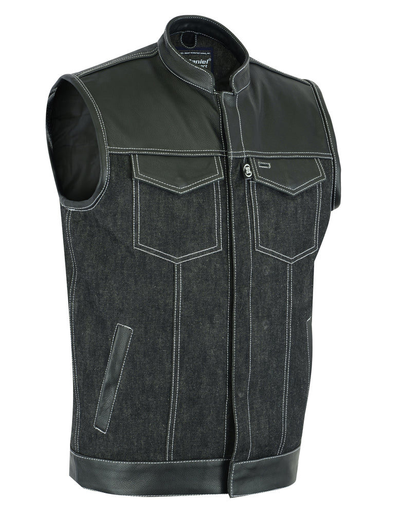 DM900 Men's Leather/Denim Combo Vest Men's Vests Virginia City Motorcycle Company Apparel 