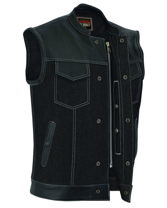 RC900 Men's Leather/Denim Combo Vest Men's Vests Virginia City Motorcycle Company Apparel in Nevada USA