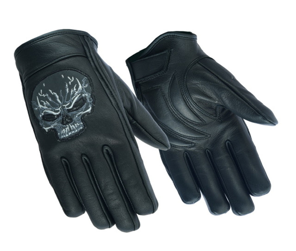 DS47   Reflective Skull Short Glove Men's Lightweight Gloves Virginia City Motorcycle Company Apparel 