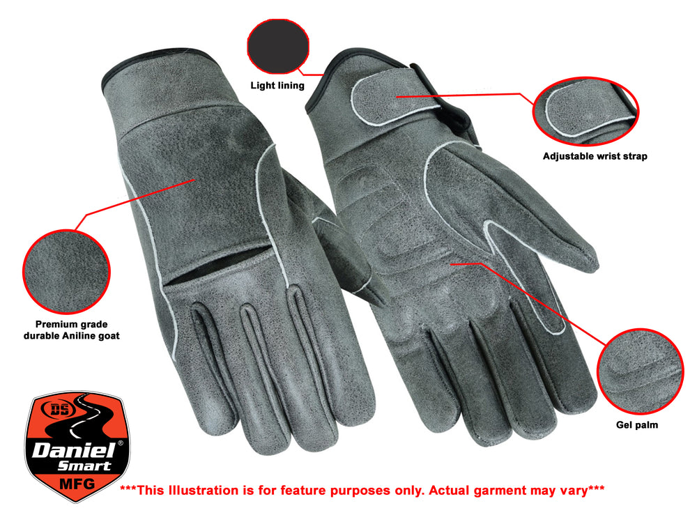 DS42V Premium Gray Cruiser Glove New Arrivals Virginia City Motorcycle Company Apparel 