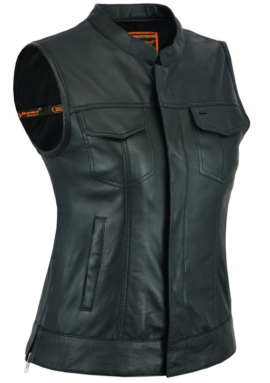 DS287 Women's Premium Single Back Panel Concealment Vest Women's Vests Virginia City Motorcycle Company Apparel 