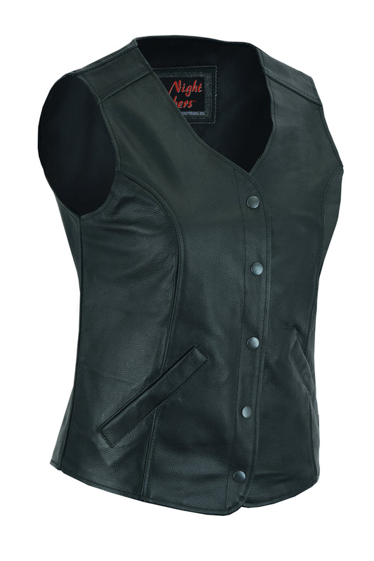 DS204 Women's Stylish Longer Body &frac34; Vest - Plain Sides Women's Vests Virginia City Motorcycle Company Apparel 