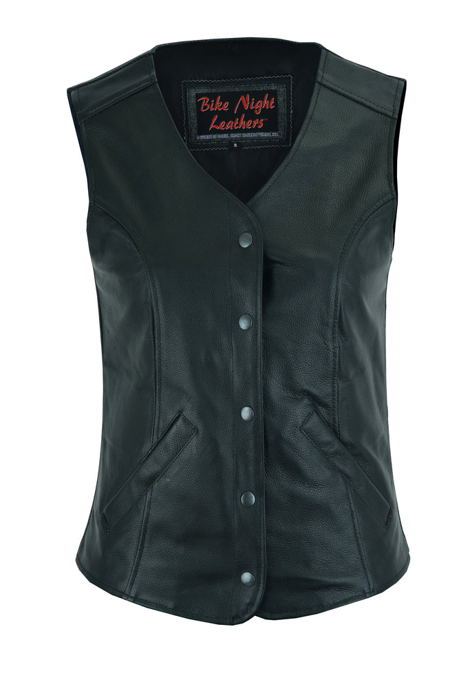 DS204 Women's Stylish Longer Body &frac34; Vest - Plain Sides Women's Vests Virginia City Motorcycle Company Apparel 