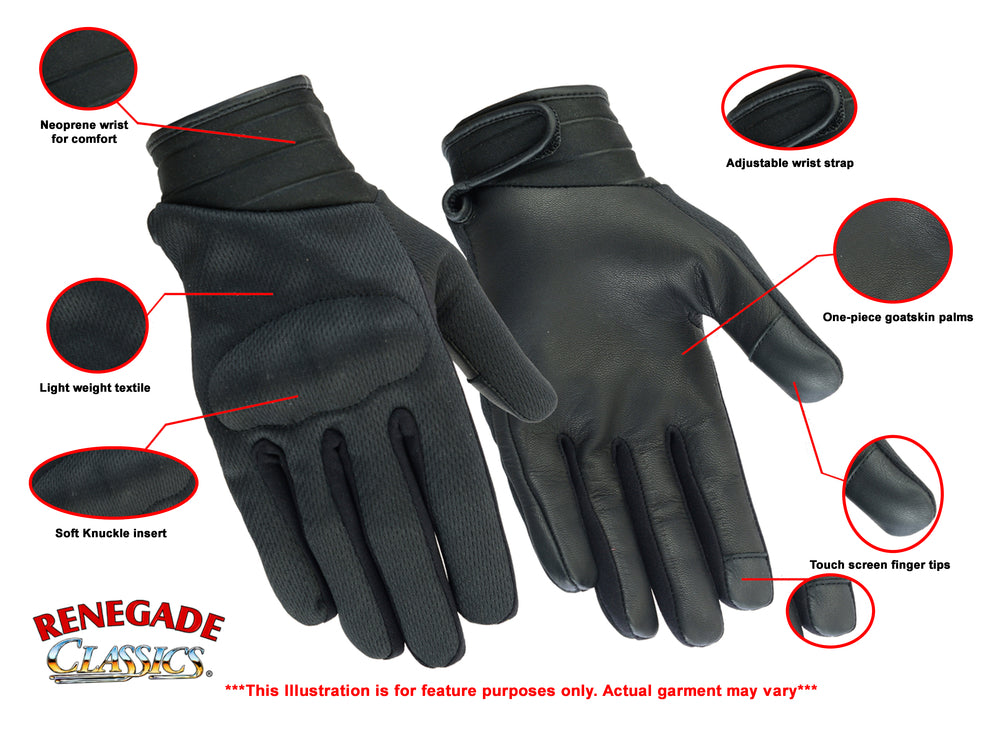 RC43 Textile Lightweight Glove Men's Lightweight Gloves Virginia City Motorcycle Company Apparel in Nevada USA