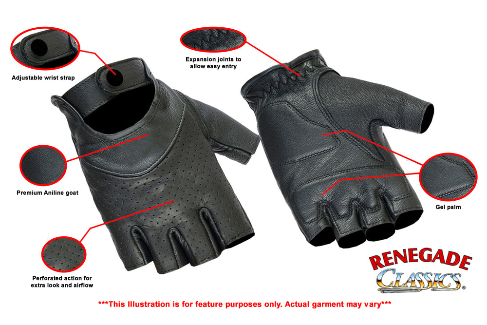 RC8 Women's Perforated Fingerless Glove Women's Fingerless Gloves Virginia City Motorcycle Company Apparel in Nevada USA