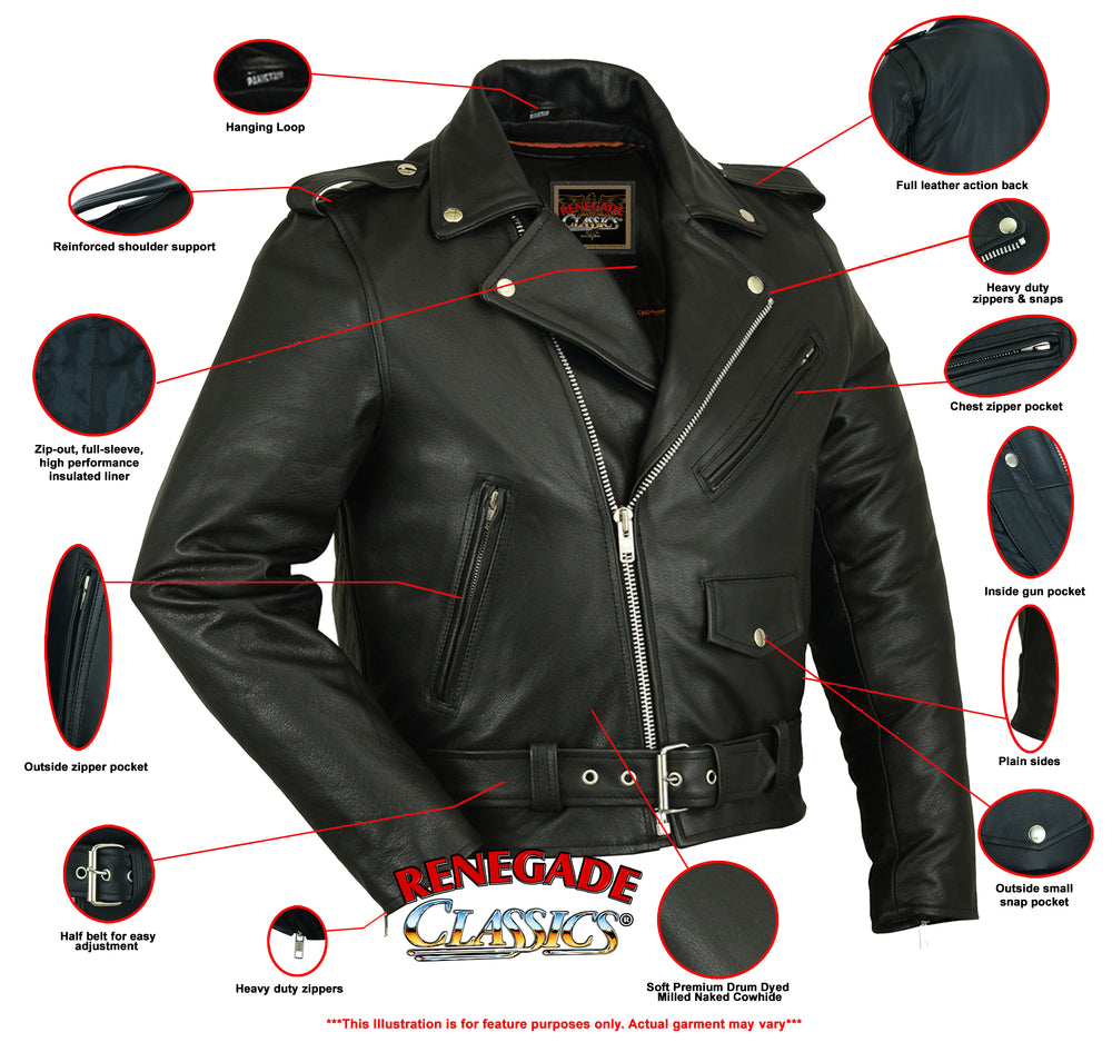 RC732 Men's Premium Classic Plain Side Police Style Jacket Men's Jacket Virginia City Motorcycle Company Apparel in Nevada USA