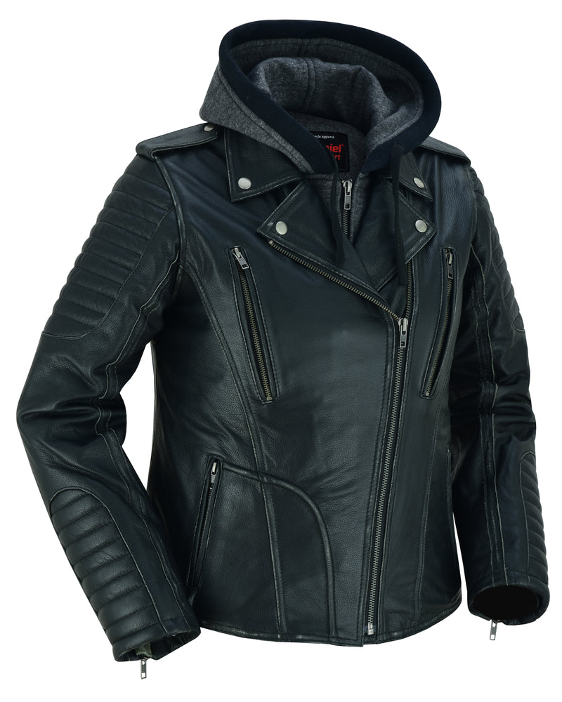 DS877 Women's M/C Jacket with Rub-Off Finish Women's Leather Motorcycle Jackets Virginia City Motorcycle Company Apparel 