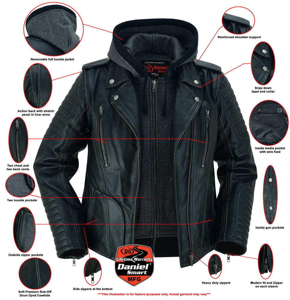 DS877 Women's M/C Jacket with Rub-Off Finish Women's Leather Motorcycle Jackets Virginia City Motorcycle Company Apparel 