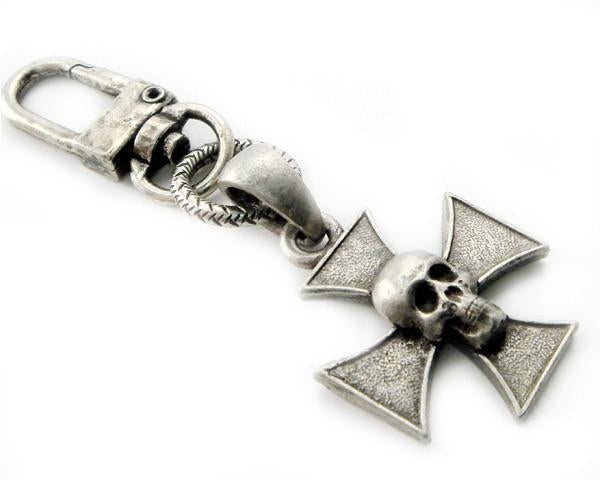 K-SKICP Skull Iron Cross Clip-On Wallet Chains/Key Leash Virginia City Motorcycle Company Apparel 