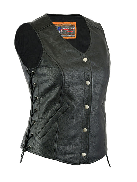 DS211 Women's Light Weight Open Neck Vest Women's Vests Virginia City Motorcycle Company Apparel 