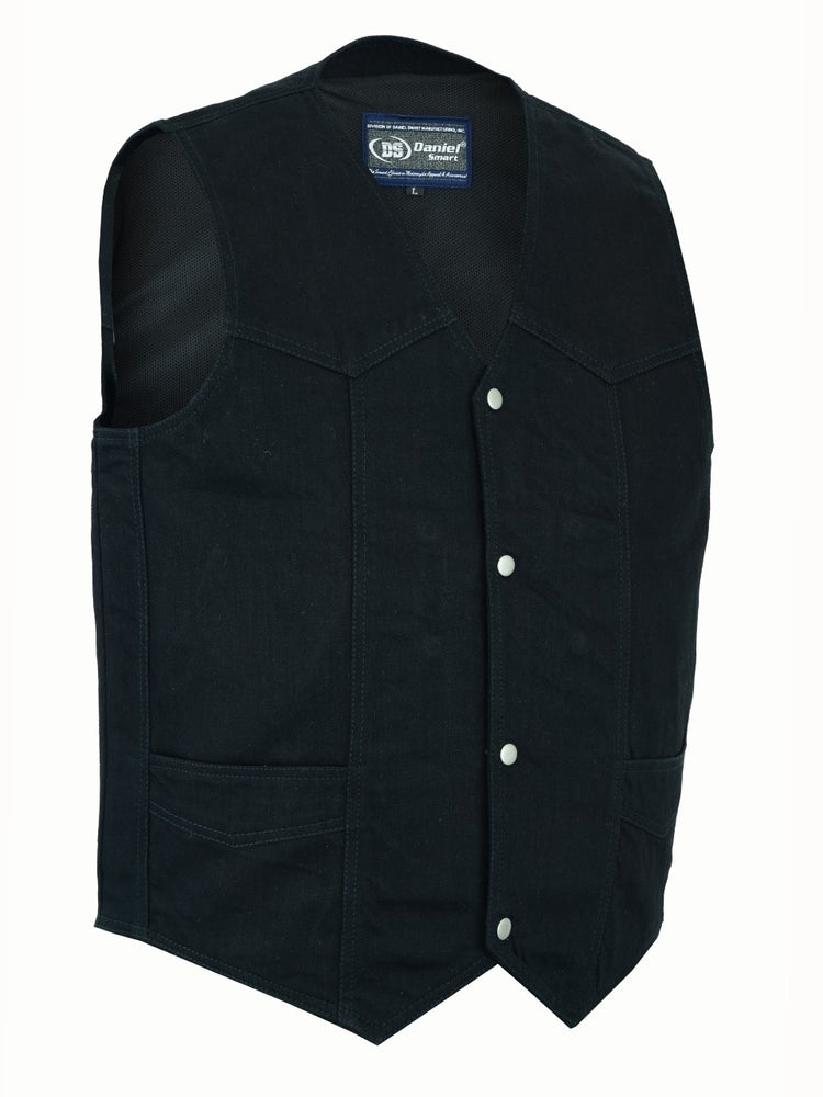 DM910 Men's Traditional Denim Vest with Plain Sides Men's Vests Virginia City Motorcycle Company Apparel 