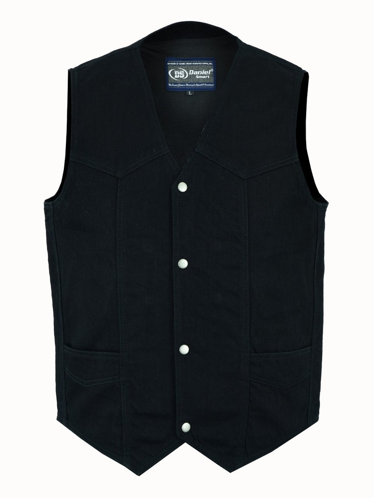 DM910 Men's Traditional Denim Vest with Plain Sides Men's Vests Virginia City Motorcycle Company Apparel 