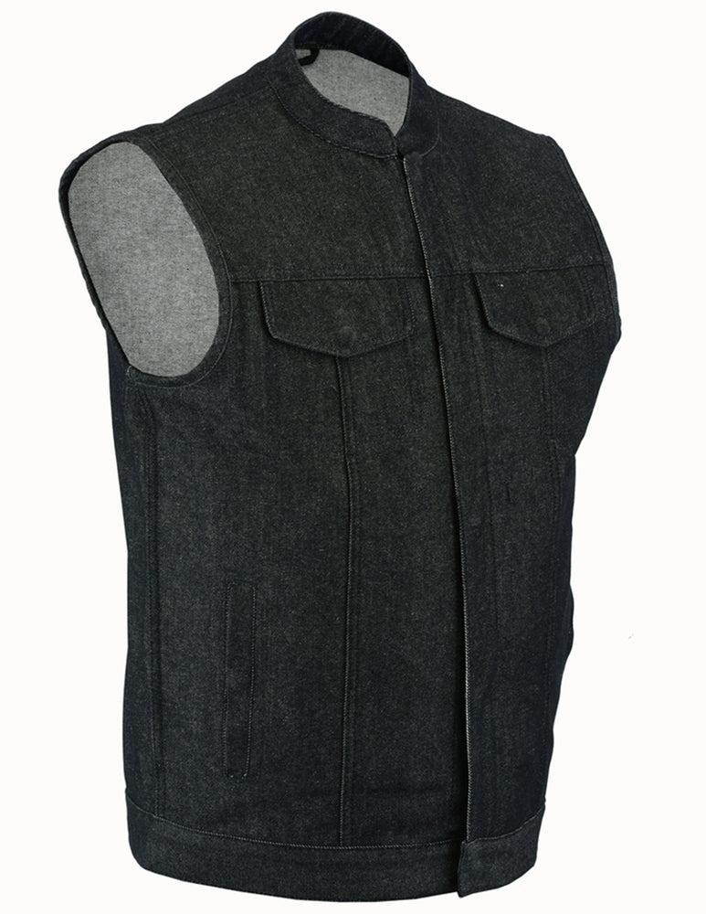 RC977 Men's Rough Rub-Off Raw Finish Denim Vest mens vest Virginia City Motorcycle Company Apparel in Nevada USA