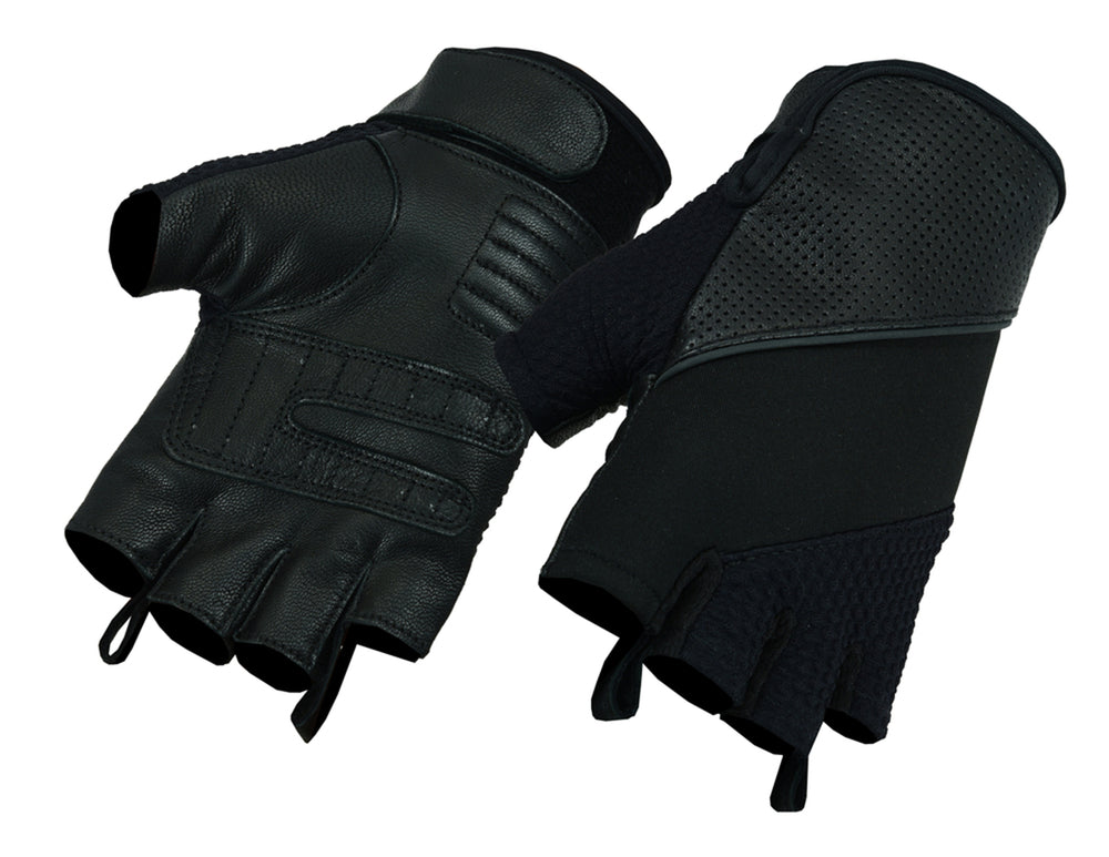 DS7 Leather/ Textile Fingerless Glove Men's Fingerless Gloves Virginia City Motorcycle Company Apparel 