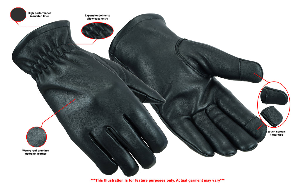 DS53  Deerskin Waterproof Thermal Lined Glove Men's Lightweight Gloves Virginia City Motorcycle Company Apparel 