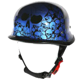 H83 Novelty German Blue Skull Graveyard - Non DOT German Novelty Virginia City Motorcycle Company Apparel 