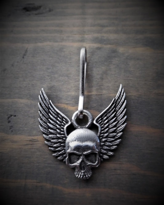 BZP-34 Skull Upwing Zipper Pull Zipper Pulls Virginia City Motorcycle Company Apparel 