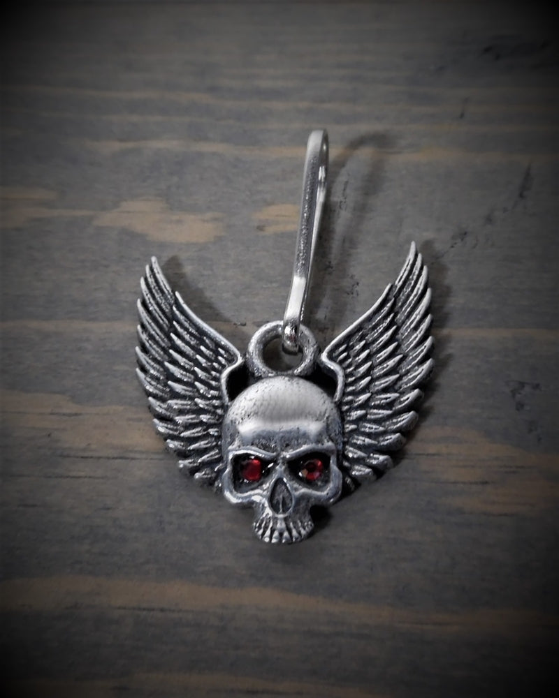 BZP-35 Skull Upwing Diamond Zipper Pull Zipper Pulls Virginia City Motorcycle Company Apparel 