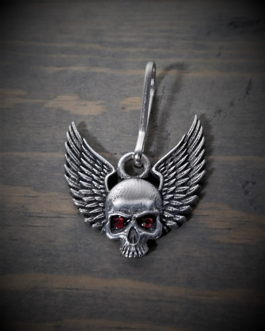 BZP-35 Skull Upwing Diamond Zipper Pull Zipper Pulls Virginia City Motorcycle Company Apparel 