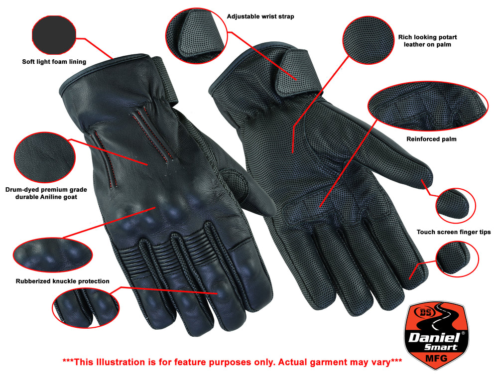 DS94 Men's Feature-Packed Rakish Glove Men's Lightweight Gloves Virginia City Motorcycle Company Apparel 