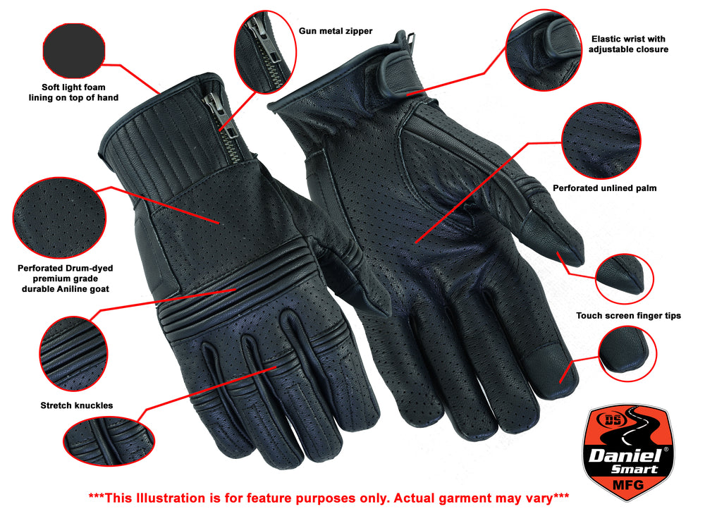 DS93 Premium Perforated Operator Glove Men's Lightweight Gloves Virginia City Motorcycle Company Apparel 