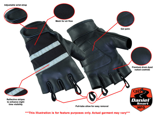 DS15 Traditional Fingerless Glove Men's Fingerless Gloves Virginia City Motorcycle Company Apparel 