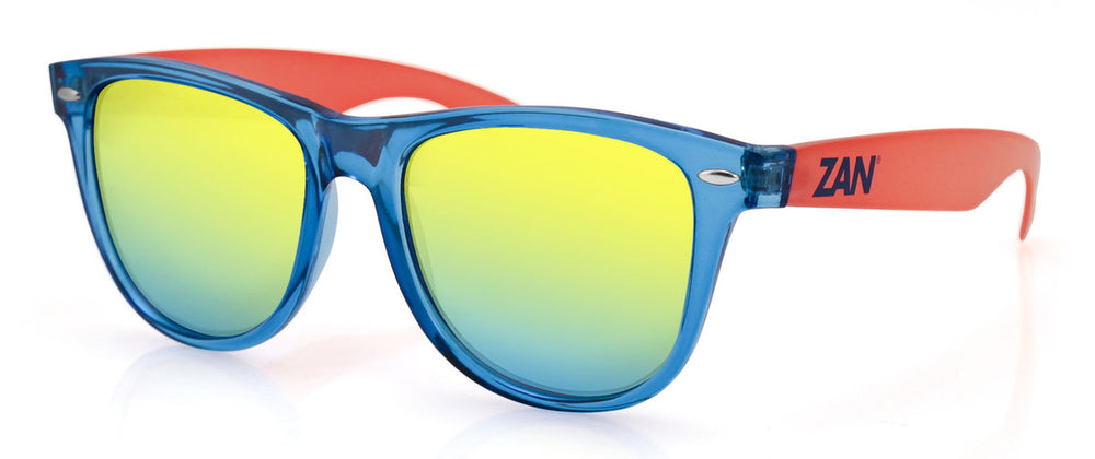 EZMT05 Minty Blue and Orange Frame, Smoked Yellow Mirrored Lens Sunglasses Virginia City Motorcycle Company Apparel 