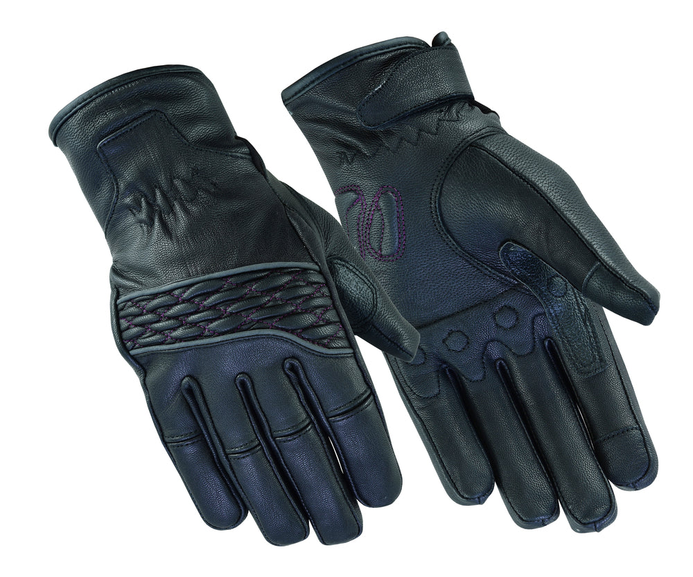 DS2425 Women's Cruiser Glove (Black / Purple) Women's Lightweight Gloves Virginia City Motorcycle Company Apparel 