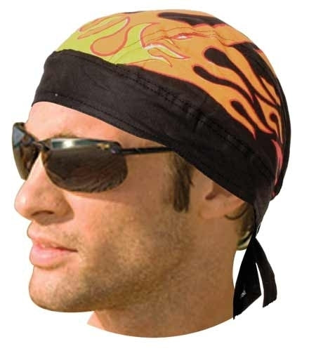 HW2682 Headwrap Black with Flames Headwraps Virginia City Motorcycle Company Apparel 