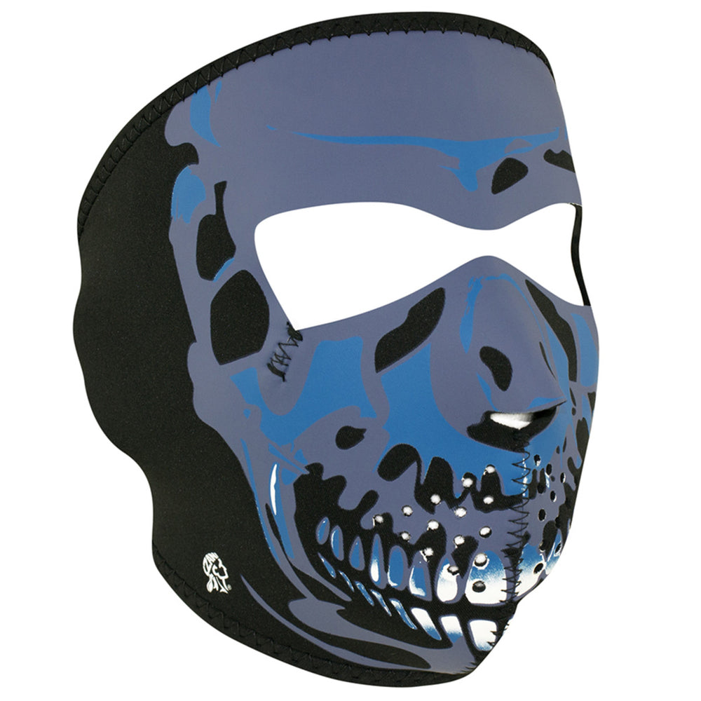 WNFM024 ZAN® Full Mask- Neoprene- Blue Chrome Skull Full Facemasks Virginia City Motorcycle Company Apparel 