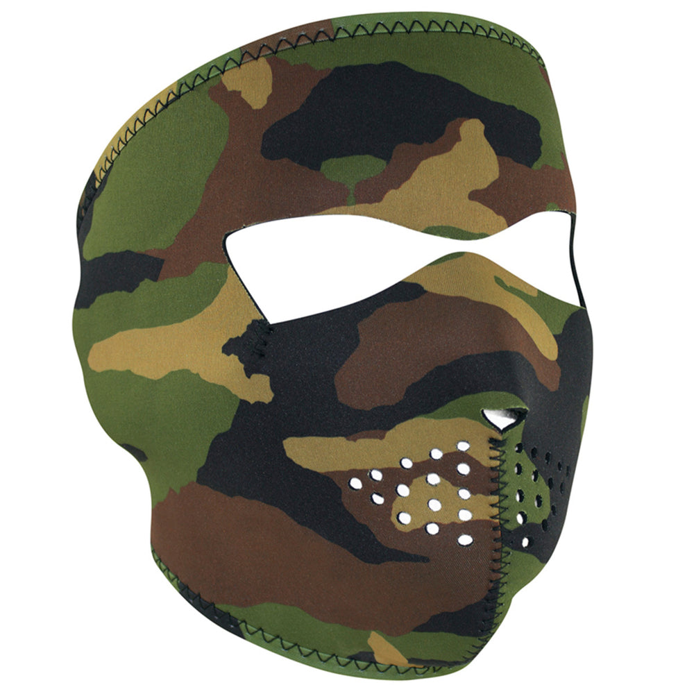 WNFM118 ZAN® Full Mask- Neoprene- Woodland Camo Full Facemasks Virginia City Motorcycle Company Apparel 