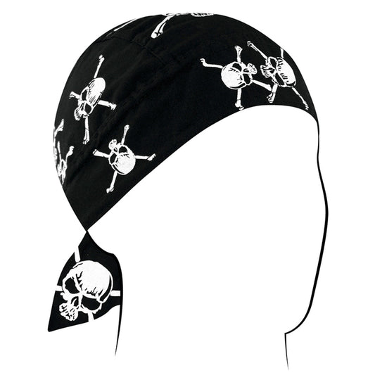 Z113C Flydanna®, Cotton, White Skull and Crossbones Headwraps Virginia City Motorcycle Company Apparel 