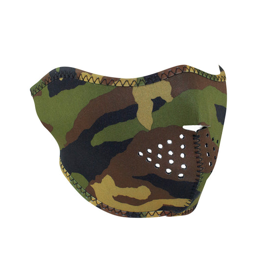 WNFM118H ZAN® Half Mask- Neoprene- Woodland Camo Half Facemasks Virginia City Motorcycle Company Apparel 