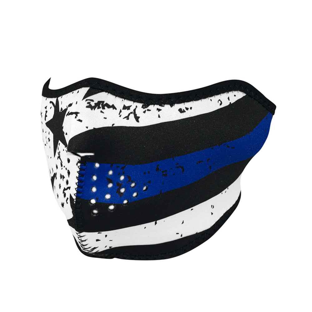 WNFM171H ZAN® Half Mask- Neoprene- Thin Blue Line Half Facemasks Virginia City Motorcycle Company Apparel 