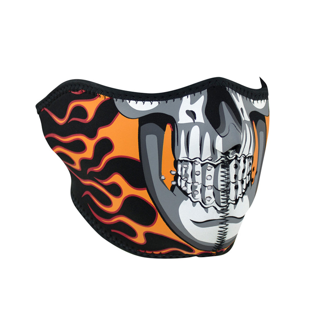 WNFM061H ZAN® Half Mask- Neoprene- Burning Skull Half Facemasks Virginia City Motorcycle Company Apparel 