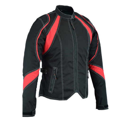 DS826RD Women's Embroidered Crown Riding Jacket - Red Women's Textile Motorcycle Jackets Virginia City Motorcycle Company Apparel 