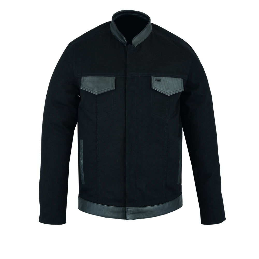 DM988 Men's Full Cut Denim Shirt W/Leather Trim Mens Textile Motorcycle Jackets Virginia City Motorcycle Company Apparel 